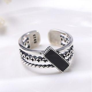 925 Sterling Silver Layered Open Ring Open Ring - Silver - One Size