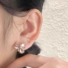 Floral Stud Earring 1 Pair - 2503a - Silver Pin - Flower - Silver - One Size
