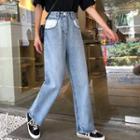 High-waist Color Block Jeans