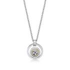 Ring Shaped Steel Pendant Necklace With Moving Crystals Steel - One Size