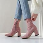 Chunky-heel Faux-suede Booties