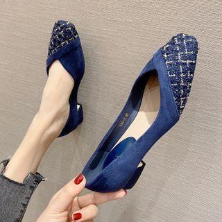 Low-heel Tweed Panel Pumps