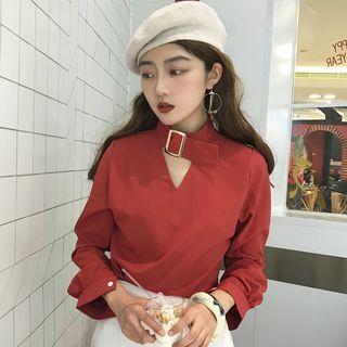 Buckled V-neck Blouse
