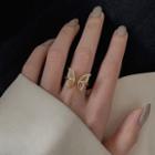 Butterfly Alloy Open Ring 1pc - Gold - One Size
