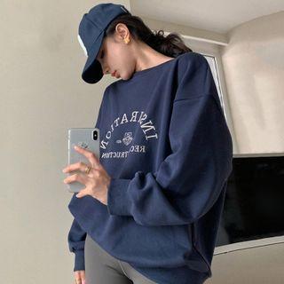 Lettering Embroidered Sweatshirt / Leggings