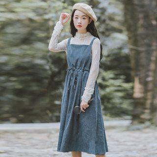 Spaghetti-strap A-line Corduroy Dress