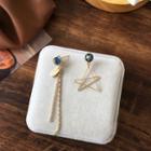 Star Alloy Asymmetrical Fringed Earring 1 Pair - Asymmetric - Gold - One Size