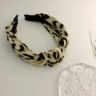 Leopard Print Knotted Headband Headband - Leopard - Black & Brown - One Size