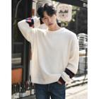 Contrast-accent Waffle Sweater