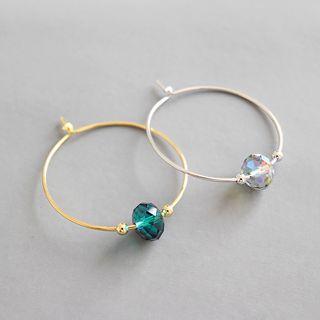 925 Sterling Silver Crystal Hoop Earring