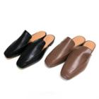 Faux-leather Squared Toe Flat Mules