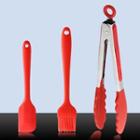 Set: Silicone Spatula + Cooking Oil Brush + Barbecue Tongs