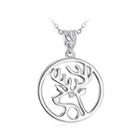 925 Sterling Silver Elk Pendant With White Austrian Element Crystal And Necklace