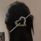 Heart Hair Stick Silver - One Size