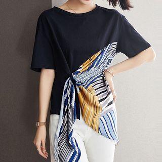 Asymmetrical Print Panel T-shirt