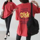 Disk Letter Print T-shirt