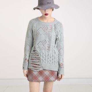 Fringed Pointelle Sweater