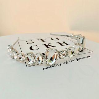 Faux Crystal Headband Silver - One Size
