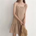 Flounced-hem Sleeveless A-line Dress