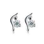 925 Sterling Silver Fashion Trend Cubic Zircon Stud Earrings Silver - One Size