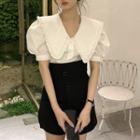 Short-sleeve Collared Blouse / Mini Skirt