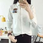 Bear Embroidered Long-sleeve Shirt