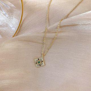 Rhinestone Necklace Gold & Emerald - One Size