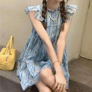 Sleeveless Tie-dye Smock Dress Stripe - Blue - One Size