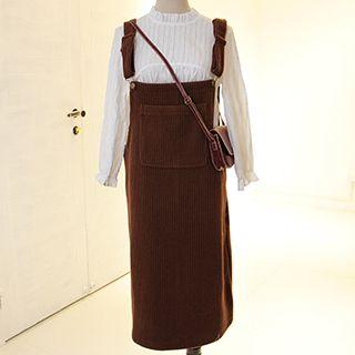 Woolen Midi Pinafore Dress