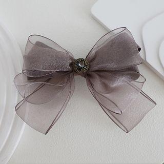 Bow Mesh Hair Clip 1 Pc - Brown - One Size