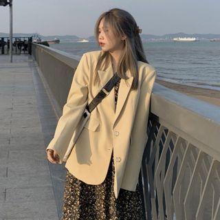 Plain Blazer Blazer - Cream Yellow - One Size