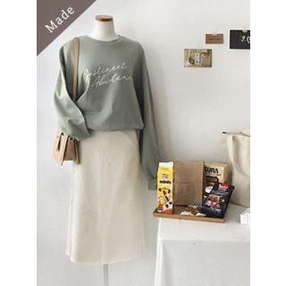 Fray-hem H-line Long Skirt