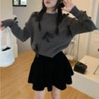 Bow Cropped Sweater / Mini A-line Skirt