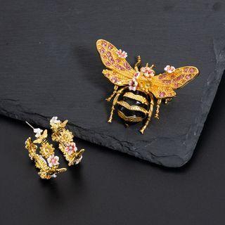 Rhinestone Bee Earring Gold - One Size