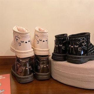 Cat Print Short Snow Boots