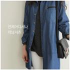 Zip-detail Denim Long Shirt