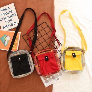 Plaid Canvas Messenger Bag