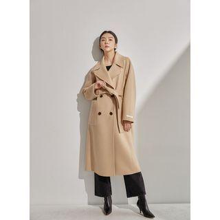 Cashmere Blend Double-breasted Coat With Sash