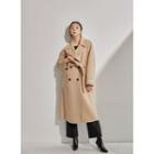 Cashmere Blend Double-breasted Coat With Sash