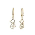 925 Sterling Silver Champagne Gold Cat Earrings With Austrian Element Crystal Golden - One Size