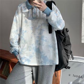 Tie-dye Print Polo Sweatshirt