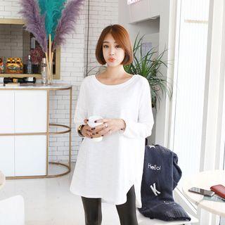Round Plain Long T-shirt