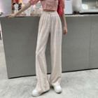 High-waist Color-block Plaid Wide-leg Pants