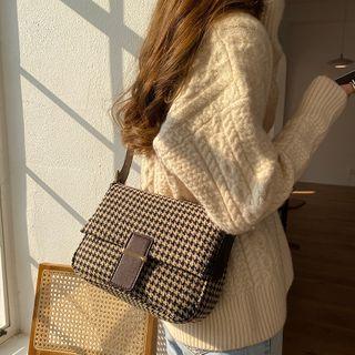 Houndstooth Crossbody Bag Beige - One Size