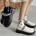 Checkerboard Strap Platform Mary Jane Shoes