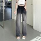 Mid-rise Gradient Distressed Loose-fit Jeans