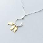 925 Sterling Silver Fish & Hook Pendant Necklace S925 Silver - Necklace - Gold & Silver - One Size