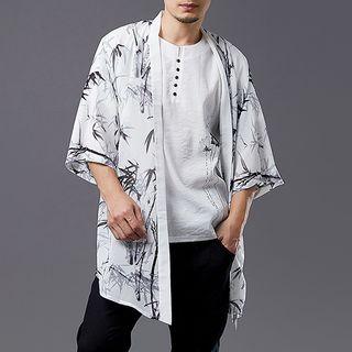 Print Elbow-sleeve Chiffon Jacket