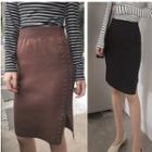 Studded Side-slit Midi Skirt