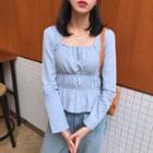 Long-sleeve Square-neck Top